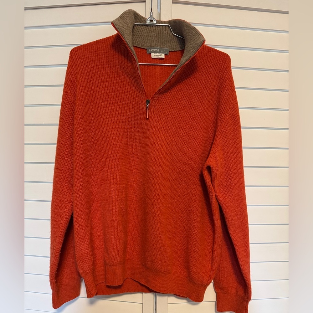 ANDREA FENZI Orange Cashmere Mock Turtleneck Sweater Size M